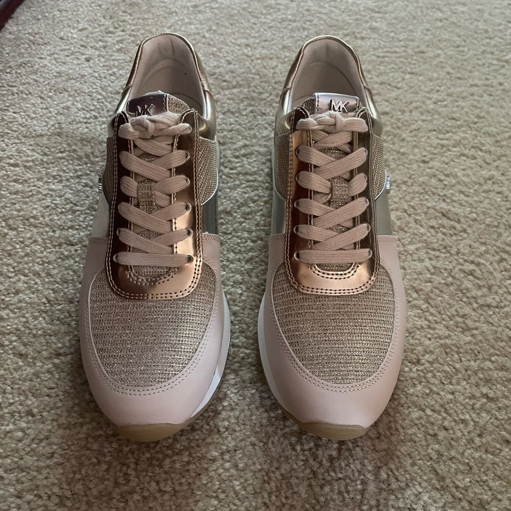 Michael Kors gold and silver tennis shoes